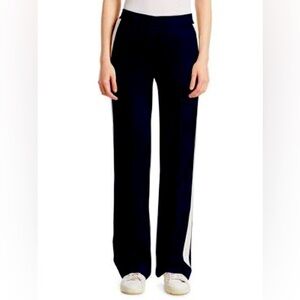 Theory Black Track Pants with White Stripe